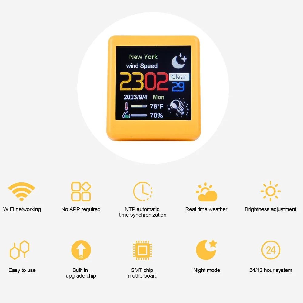 Smart WiFi Weather Station With Alarm Clock And Humidity Display 4