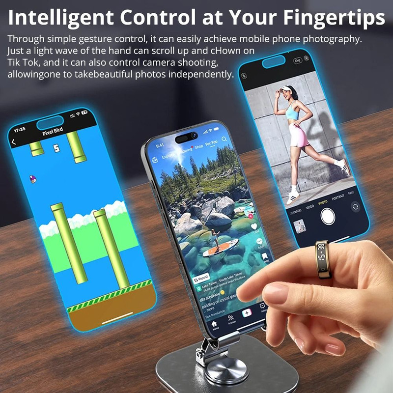 Smart Touch Health Ring With Display And Wireless Charging 3