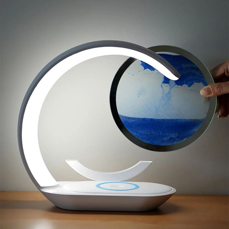 Quicksand LED Table Lamp With Wireless Charging And 3D Sand Art Light 2