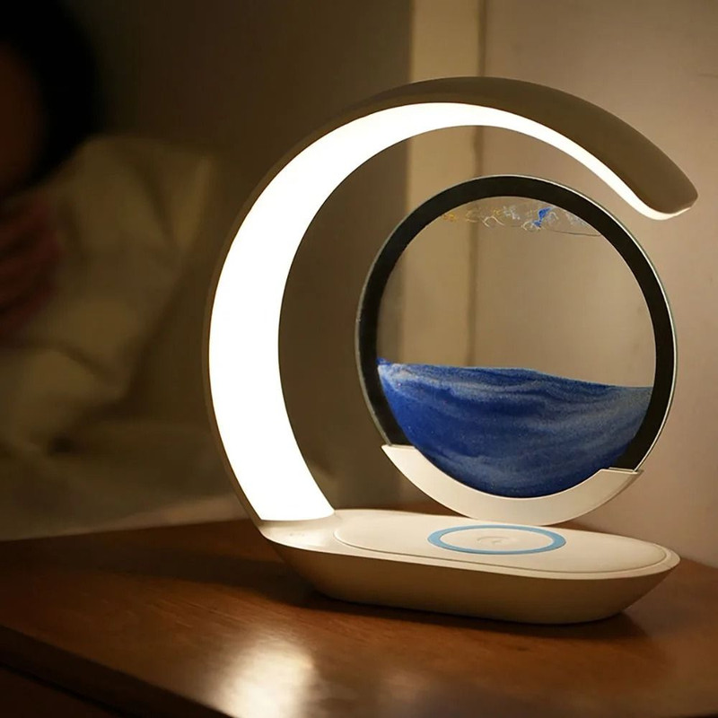 Quicksand LED Table Lamp With Wireless Charging And 3D Sand Art Light 6