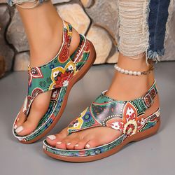 mixed color casual summer wedge sandals for women