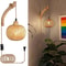 Bamboo Lantern Wall Lamp Natural Rattan Light Fixture 0