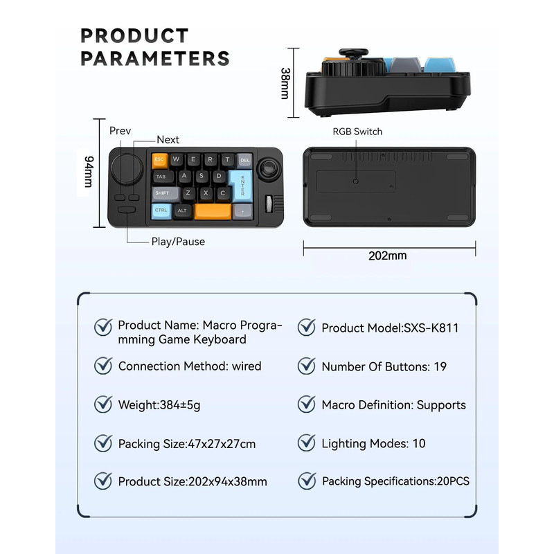 Programmable Mechanical Keypad With Scroll Wheel And Joystick 6
