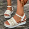 Bohemian Platform Wedge Sandals Lightweight Embroidered Summer Shoes 6