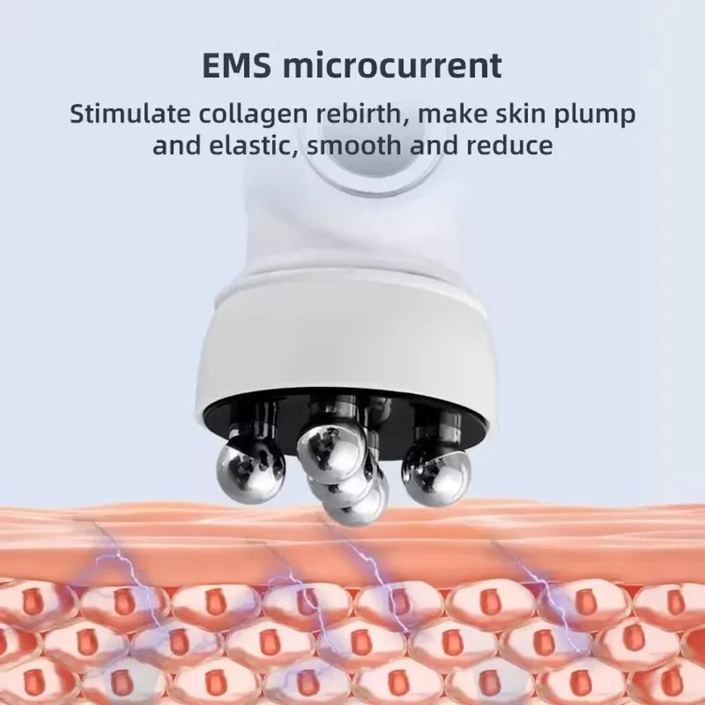 Facial Microcurrent Heating Beauty Roller With EMS RF And LED Light Therapy 2