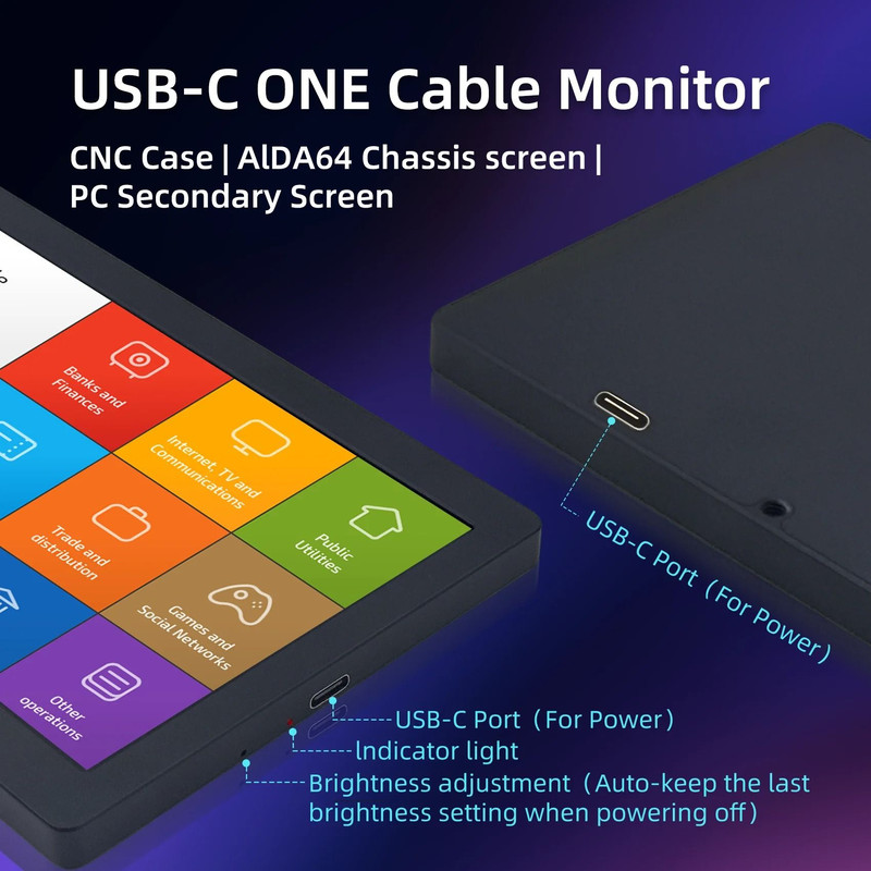 Mini IPS Secondary Screen Monitor With Type C Support 2