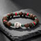 Vintage Beaded Bracelet For Men With Skull And Natural Stone Accents 3