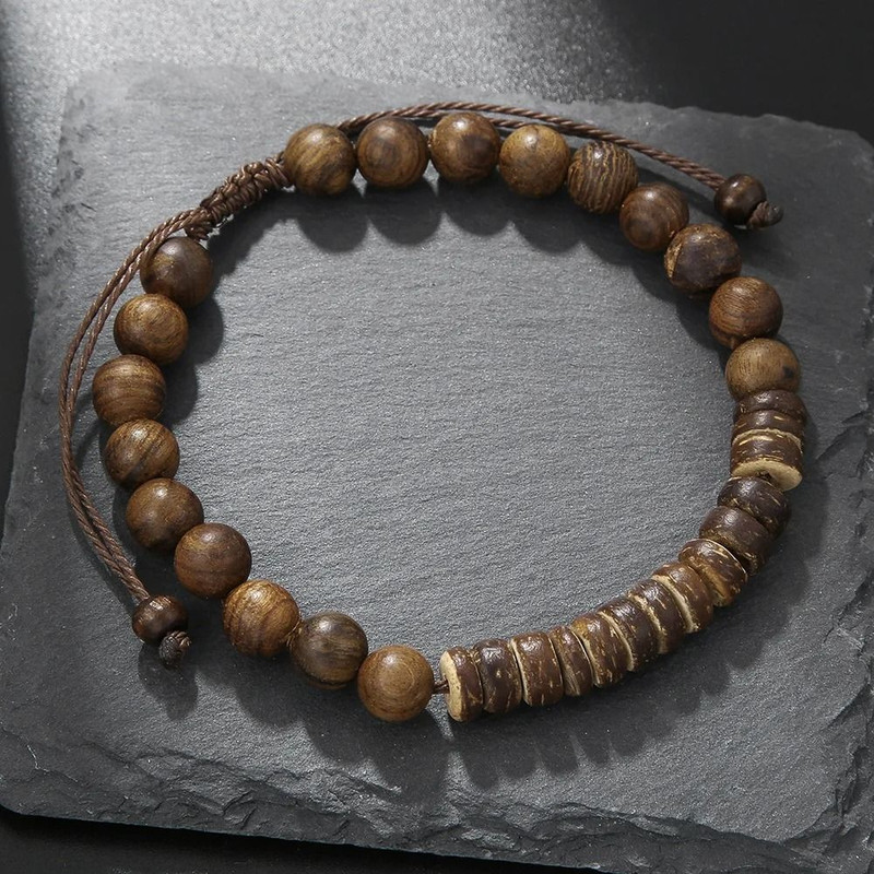 Vintage Beaded Bracelet For Men With Skull And Natural Stone Accents 4