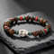 Vintage Beaded Bracelet For Men With Skull And Natural Stone Accents 6
