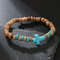 Vintage Beaded Bracelet For Men With Skull And Natural Stone Accents 10