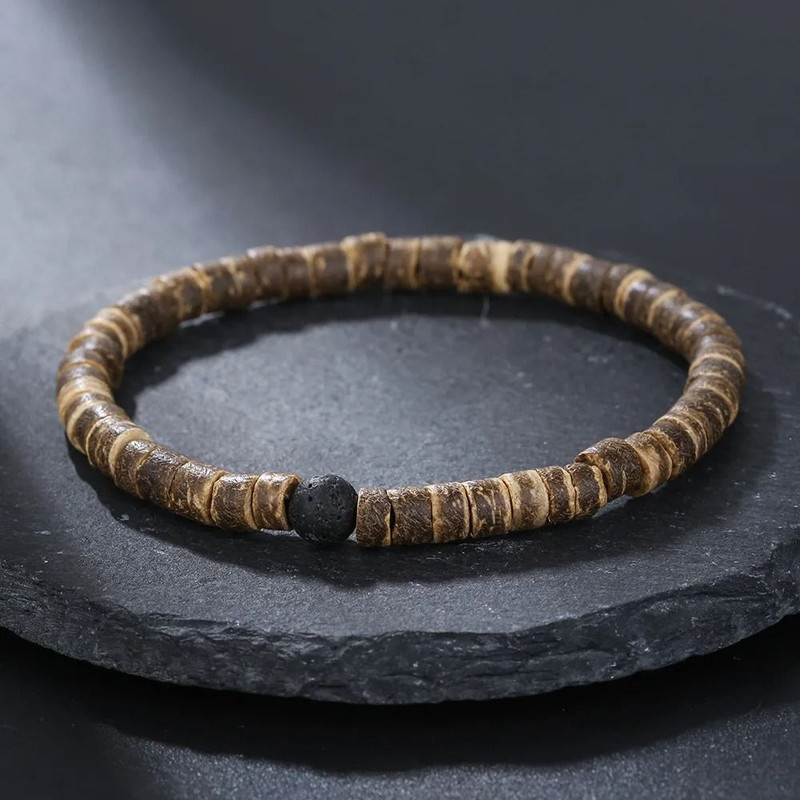 Vintage Beaded Bracelet For Men With Skull And Natural Stone Accents 13