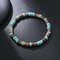 Vintage Beaded Bracelet For Men With Skull And Natural Stone Accents 14
