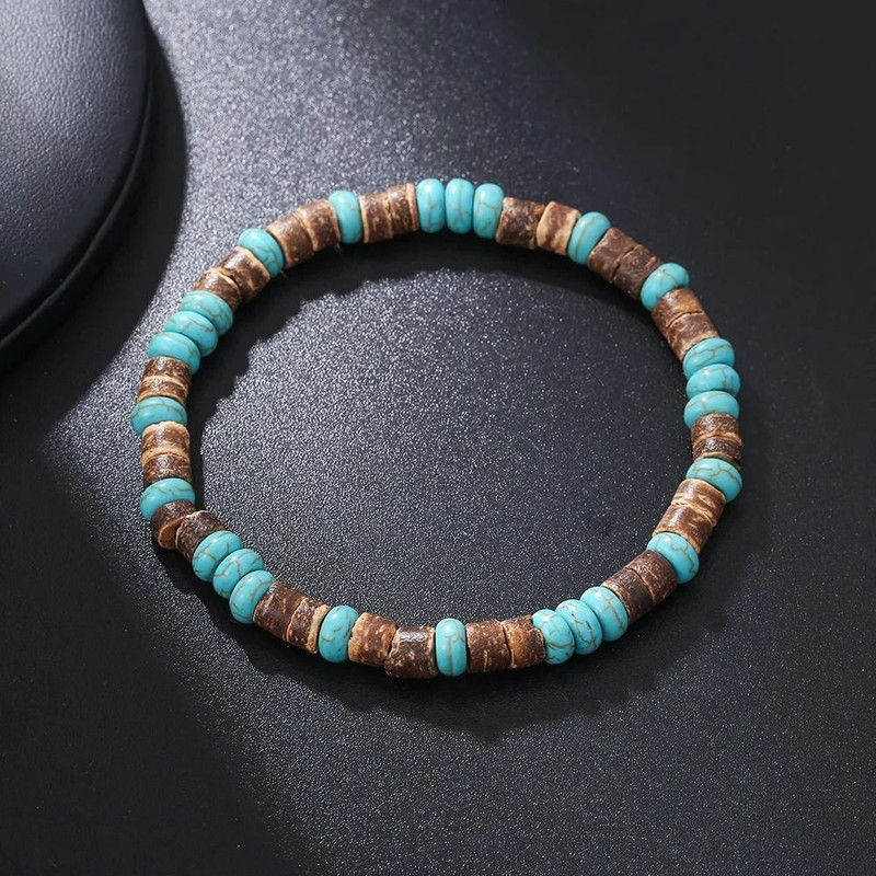 Vintage Beaded Bracelet For Men With Skull And Natural Stone Accents 14