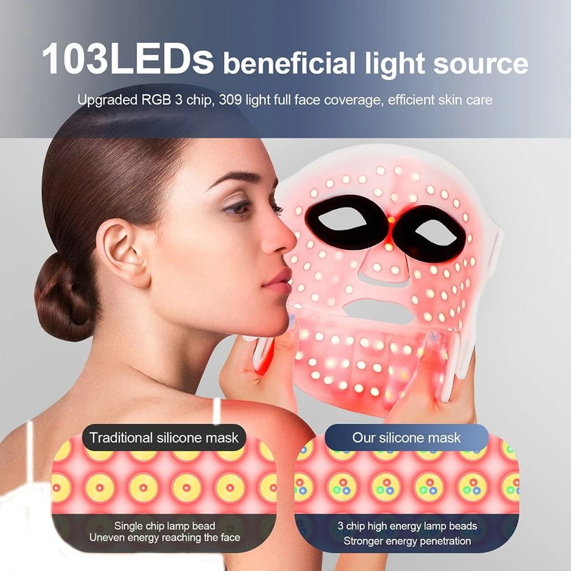 Wireless 7 Color LED Face And Neck Mask For Skin Rejuvenation And Tightening 3