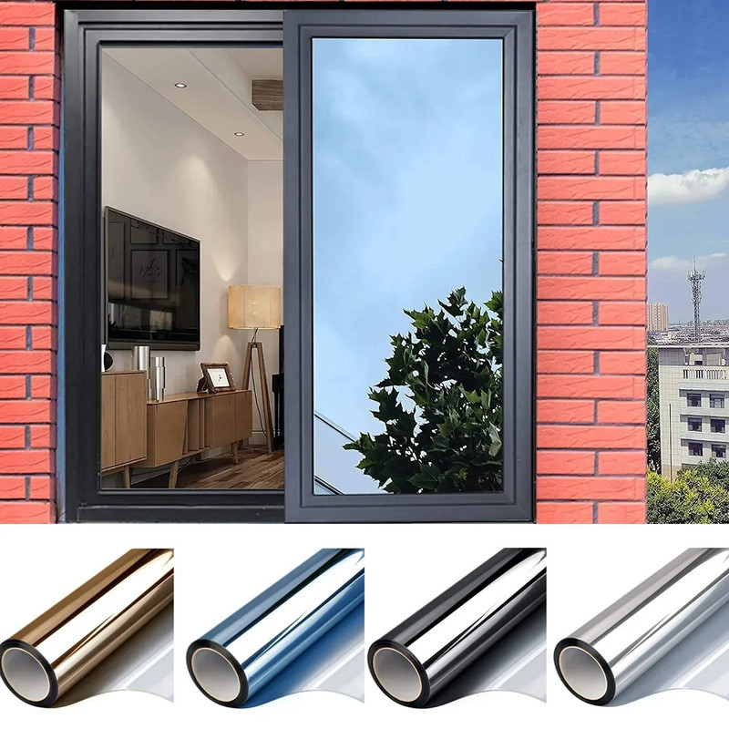 One Way Mirror Window Film Privacy Tint Heat Control Reflective Adhesive Glass Covering 1