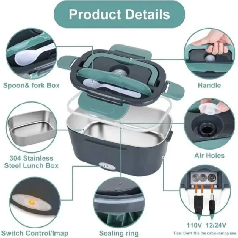 Electric Lunch Box Portable Food Warmer For Car And Home Use 2