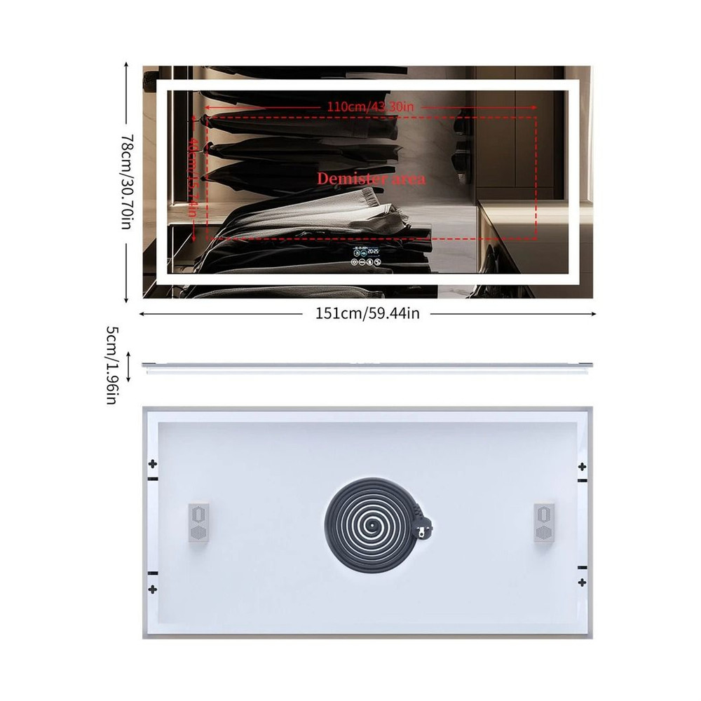 Smart LED Bathroom Mirror With Bluetooth And Anti Fog Display 11