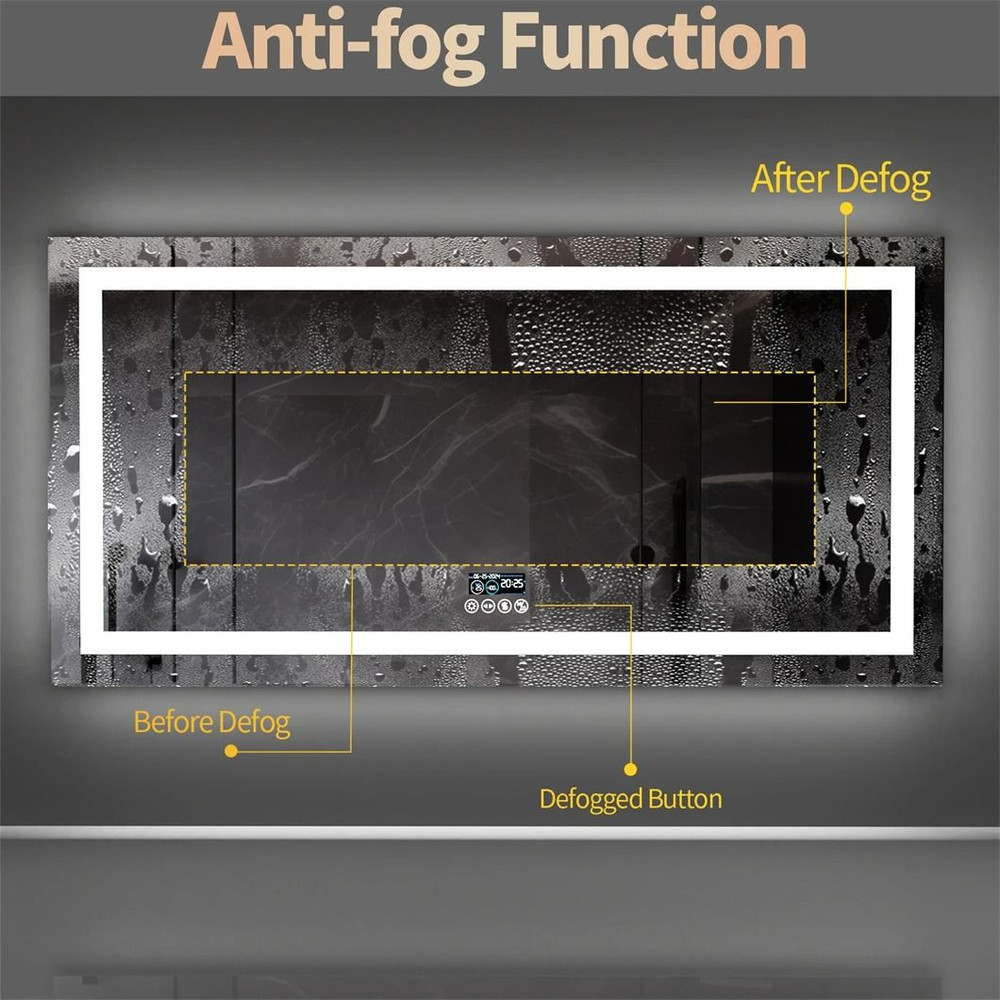 Smart LED Bathroom Mirror With Bluetooth And Anti Fog Display 3