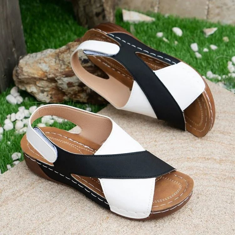 Contrast Color Wedge Sandals For Women 9