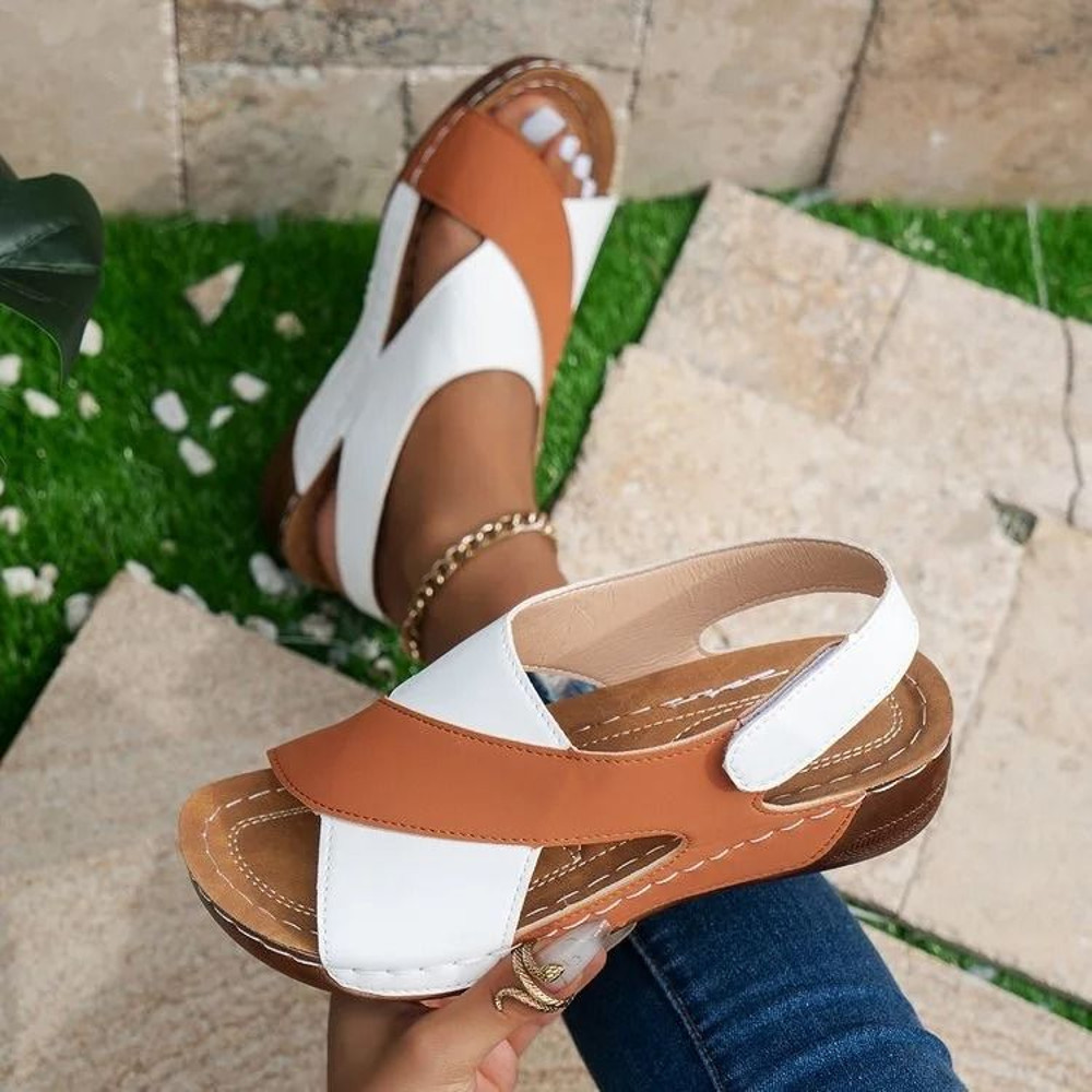 Contrast Color Wedge Sandals For Women 12