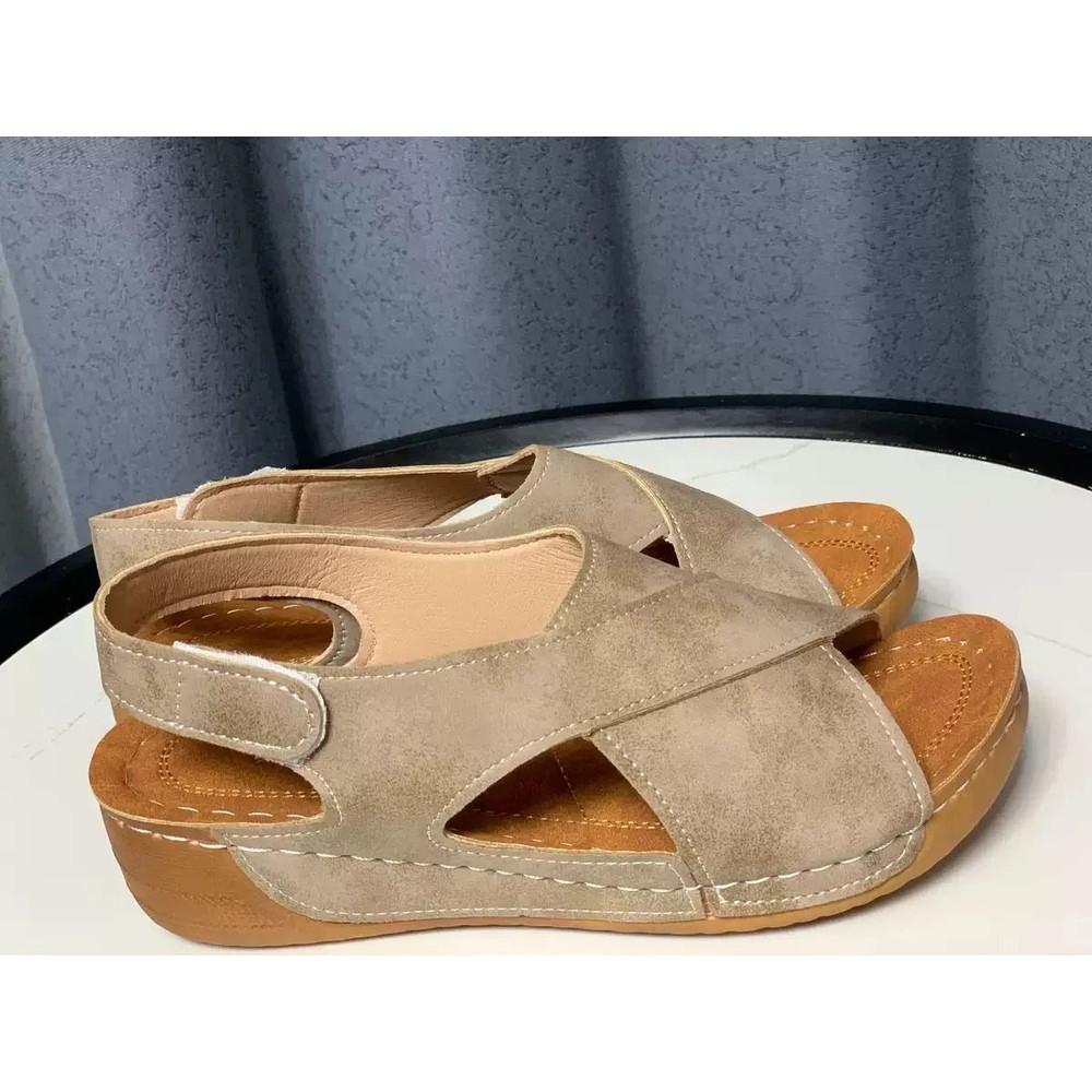 Contrast Color Wedge Sandals For Women 15