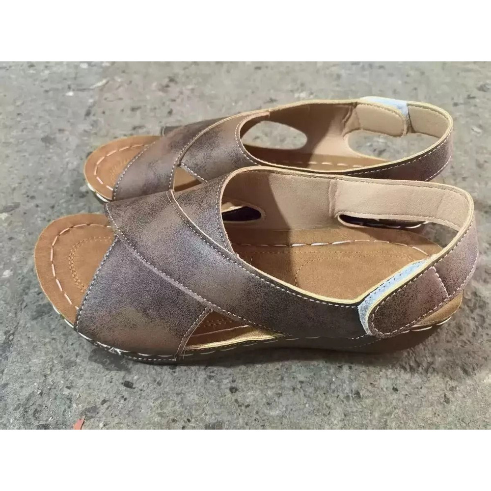 Contrast Color Wedge Sandals For Women 16