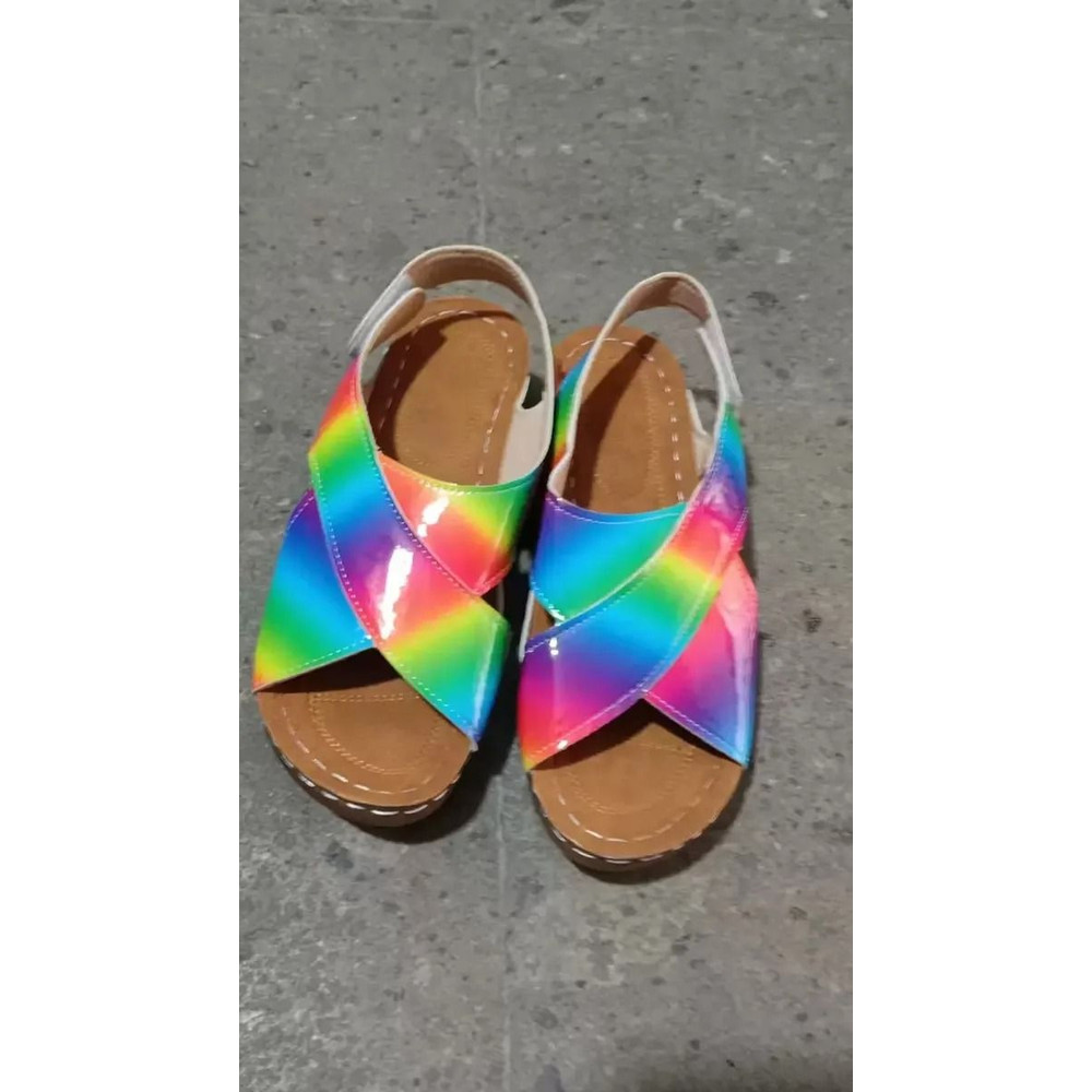 Contrast Color Wedge Sandals For Women 19