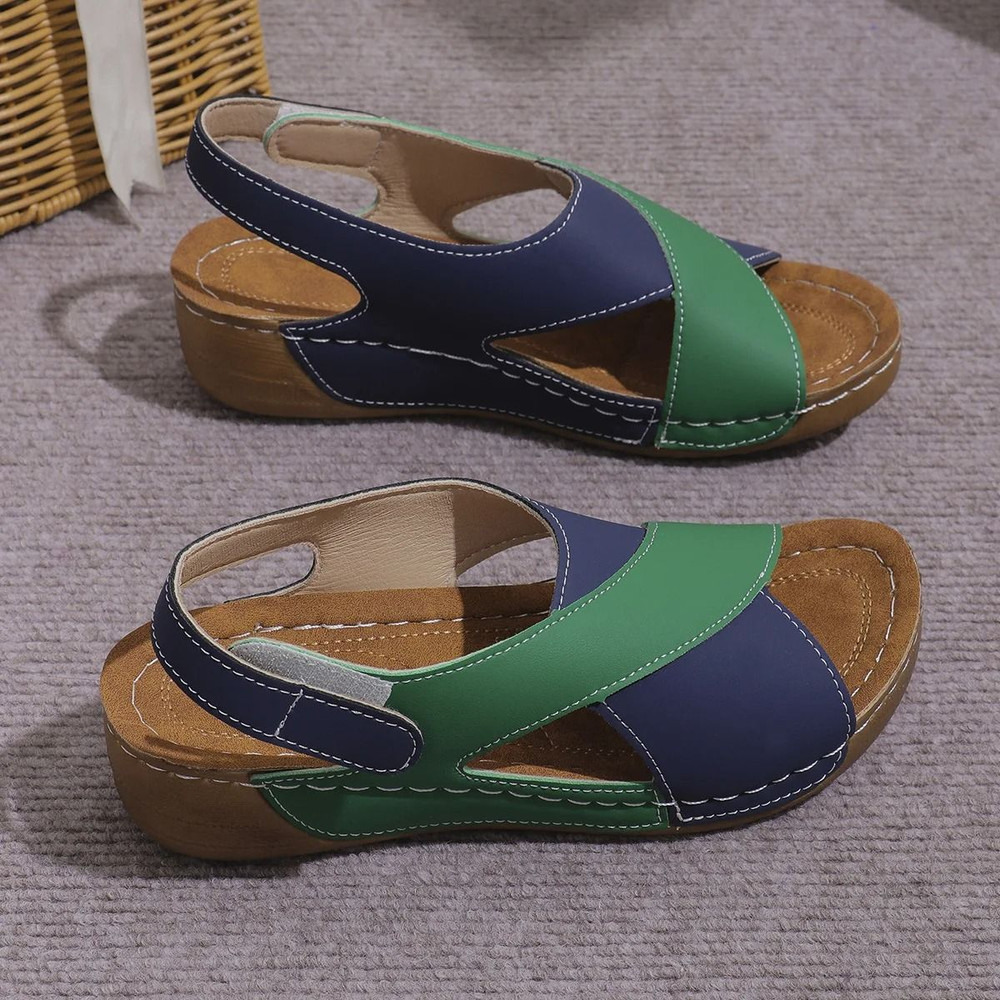 Contrast Color Wedge Sandals For Women 4