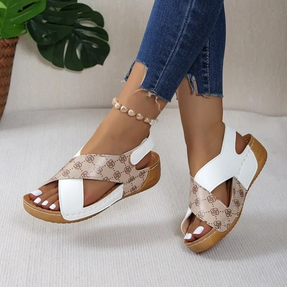 Contrast Color Wedge Sandals For Women 8