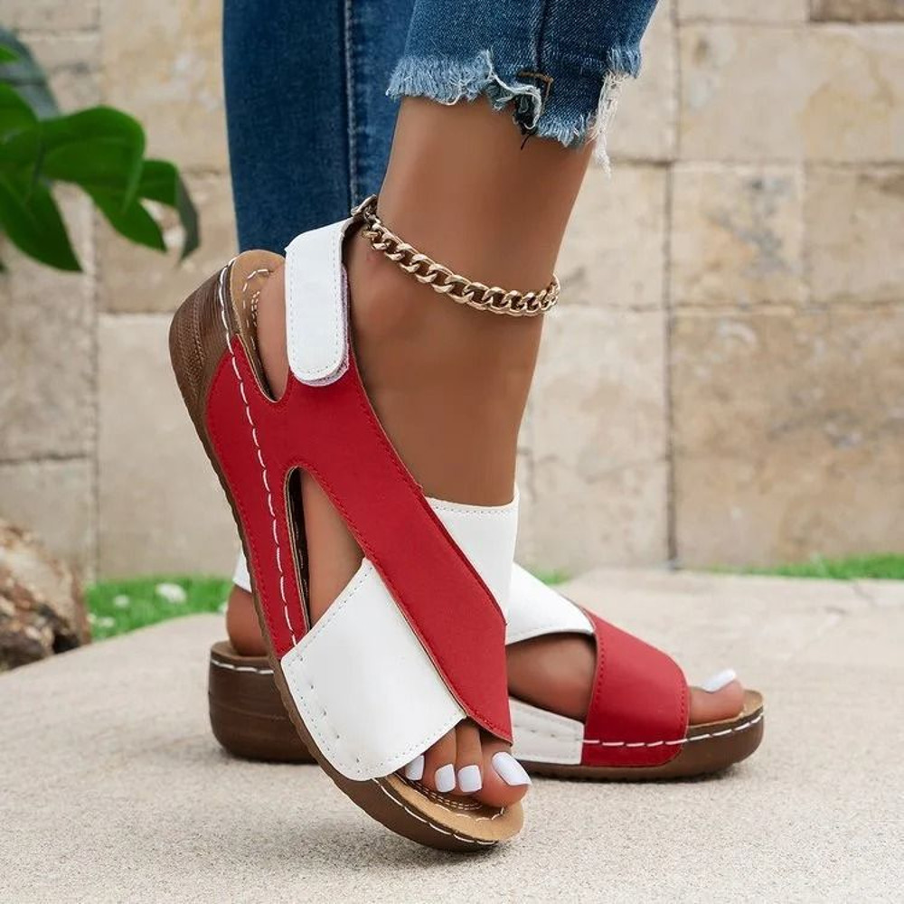 Contrast Color Wedge Sandals For Women 23