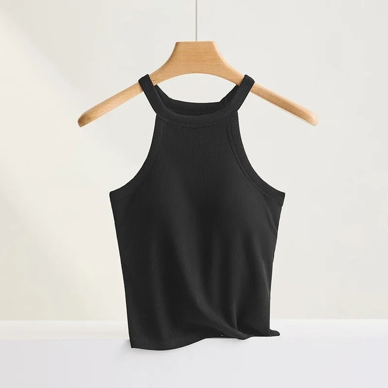 Threaded Halter Neck Camisole Top With Built In Bra 9