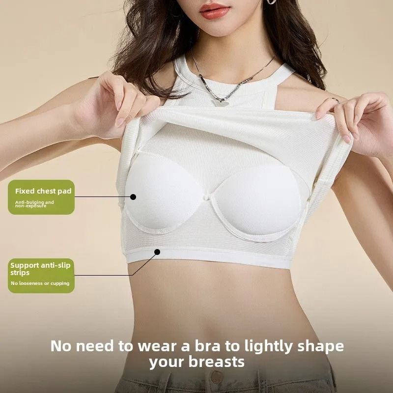 Threaded Halter Neck Camisole Top With Built In Bra 3