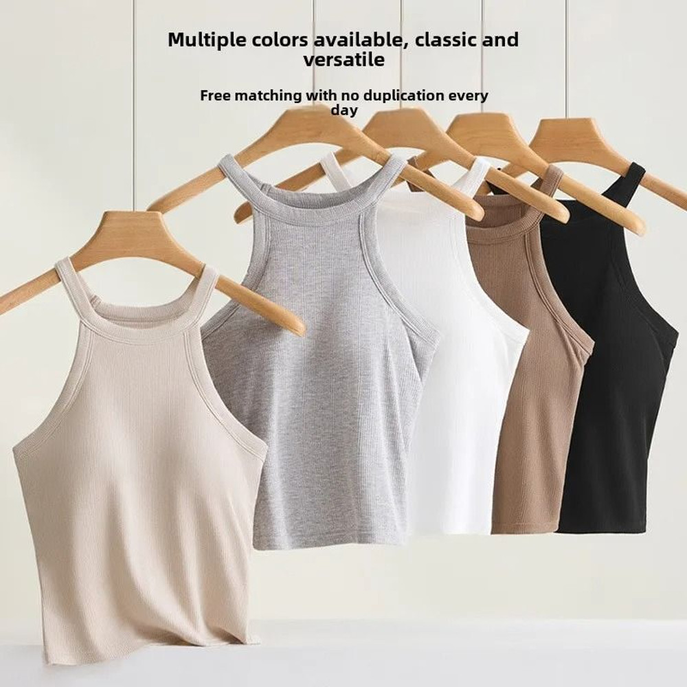 Threaded Halter Neck Camisole Top With Built In Bra 4