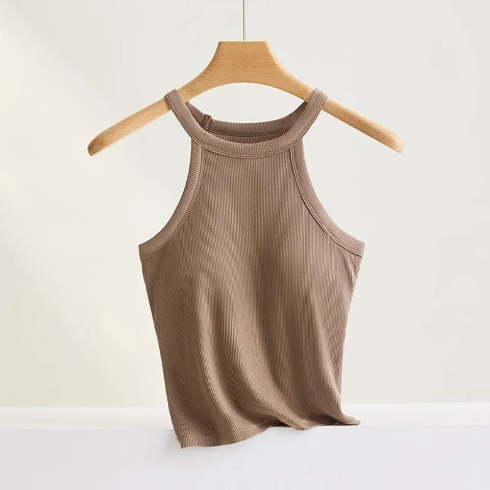Threaded Halter Neck Camisole Top With Built In Bra 6