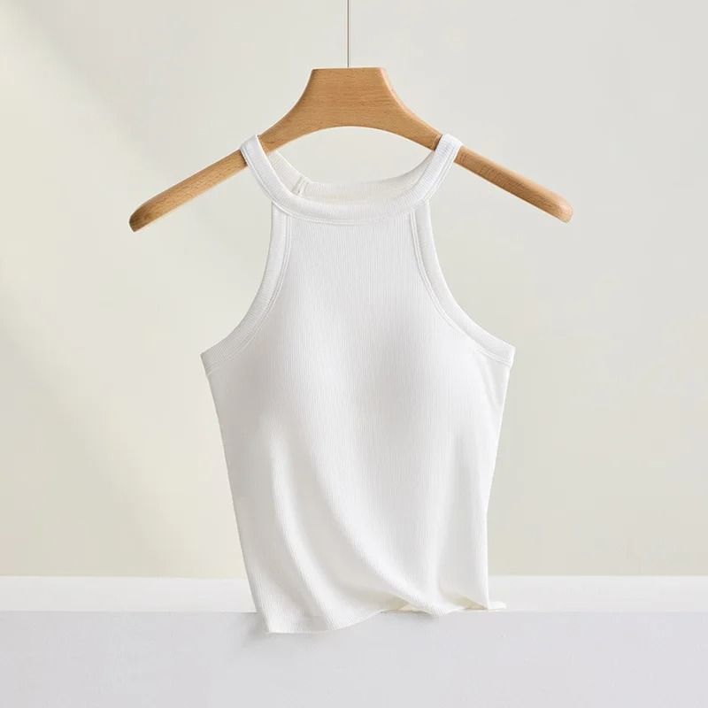 Threaded Halter Neck Camisole Top With Built In Bra 7