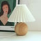 Vintage Pleated Table Lamp With Ceramic Base And LED Tricolor Bulb 12