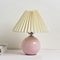 Vintage Pleated Table Lamp With Ceramic Base And LED Tricolor Bulb 22