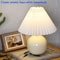 Vintage Pleated Table Lamp With Ceramic Base And LED Tricolor Bulb 26