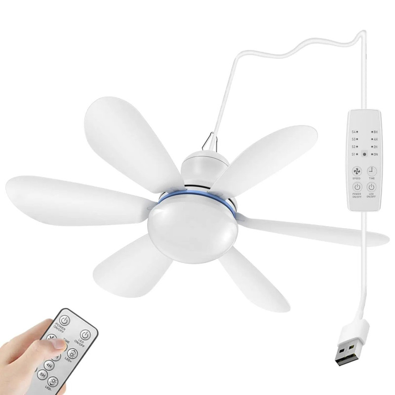 Silent 6Leaf USB Ceiling Fan With Remote Control And Light Options 10