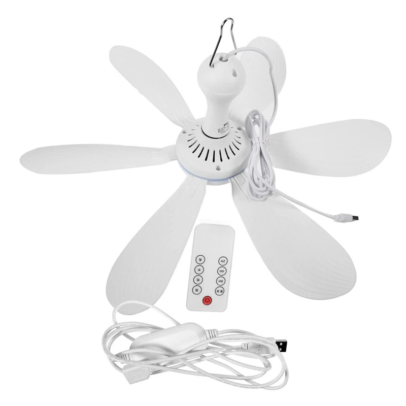 Silent 6Leaf USB Ceiling Fan With Remote Control And Light Options 1