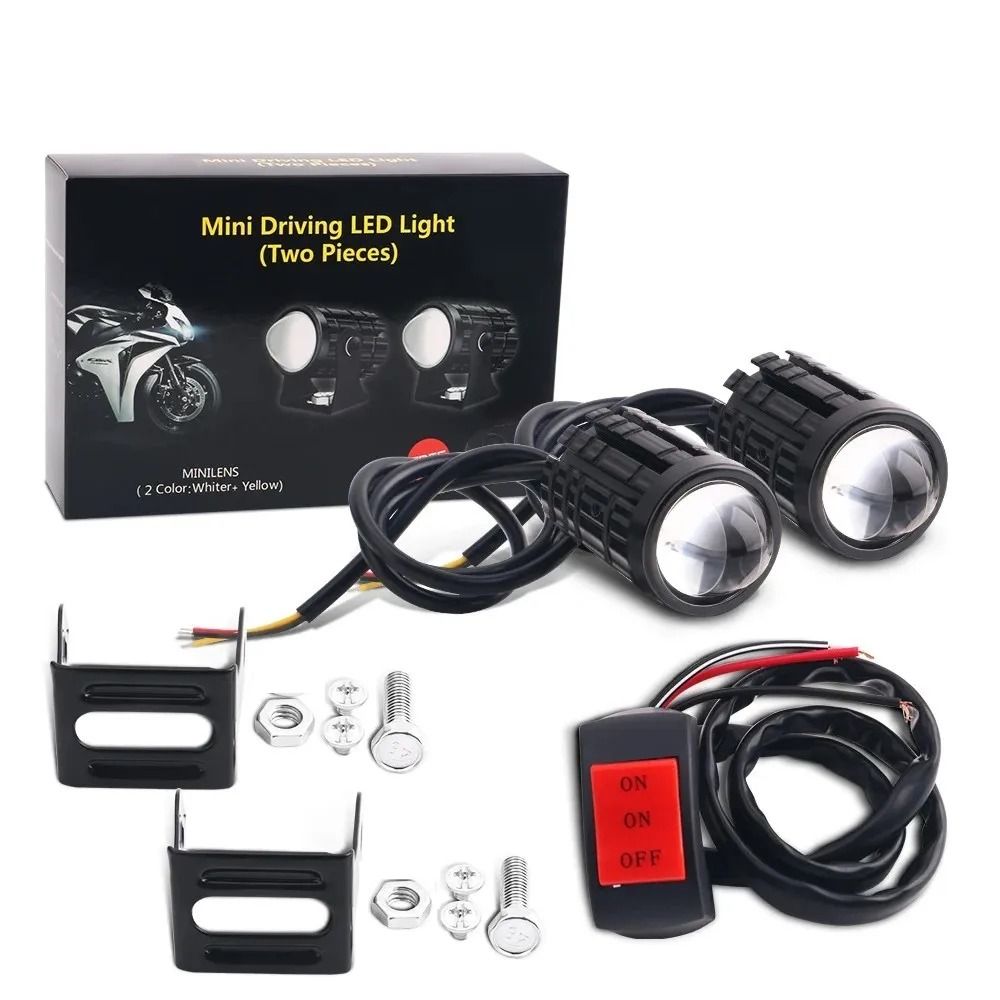 DualColor LED Motorcycle Headlight With Projector Lens Auxiliary Fog And Driving Lamp 0