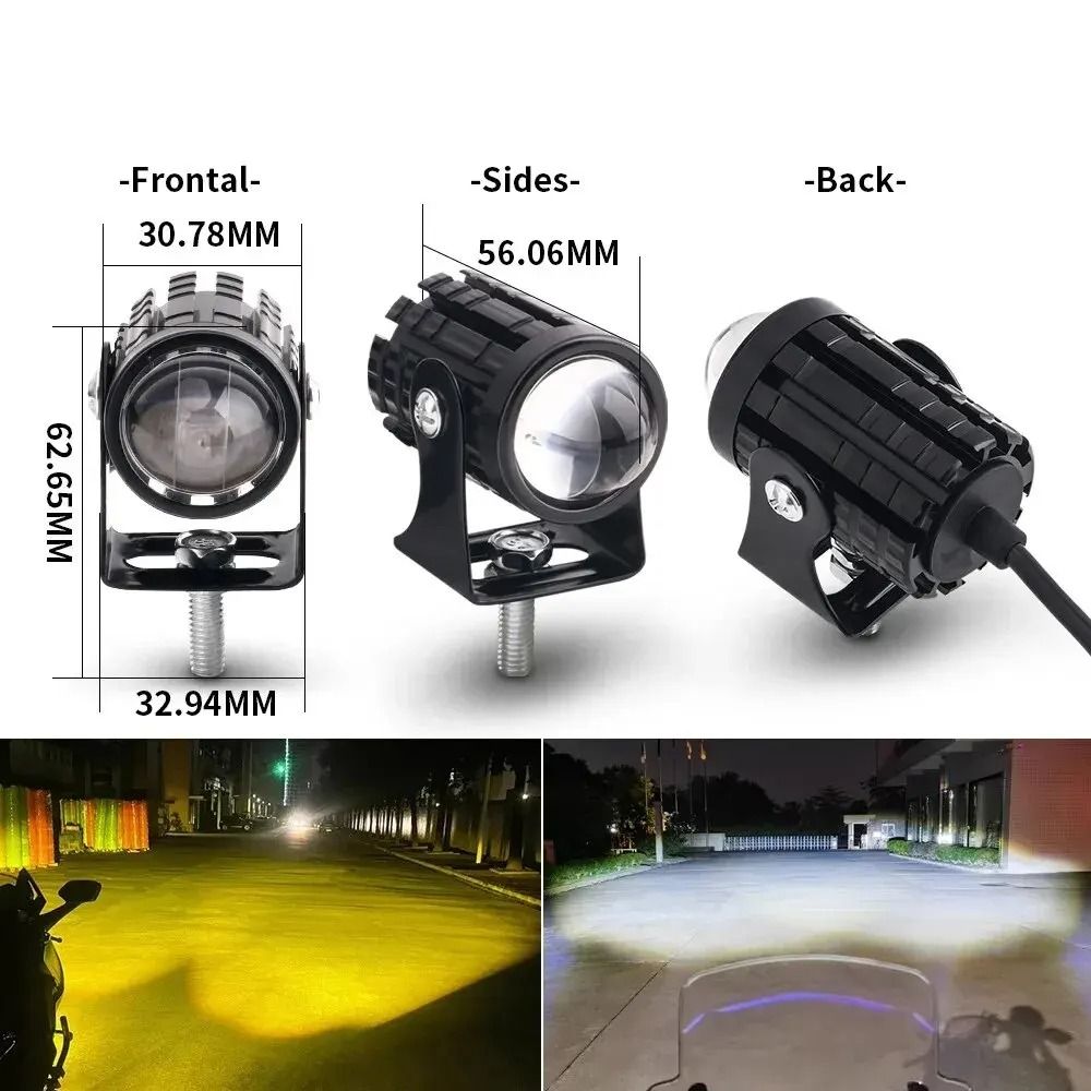 DualColor LED Motorcycle Headlight With Projector Lens Auxiliary Fog And Driving Lamp 2