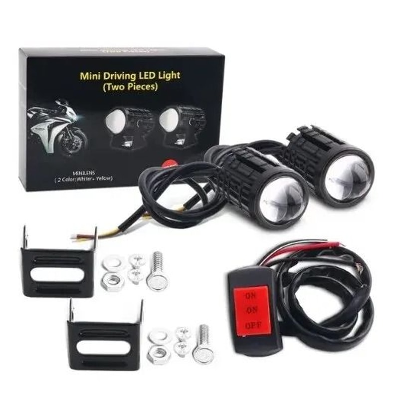 DualColor LED Motorcycle Headlight With Projector Lens Auxiliary Fog And Driving Lamp 8