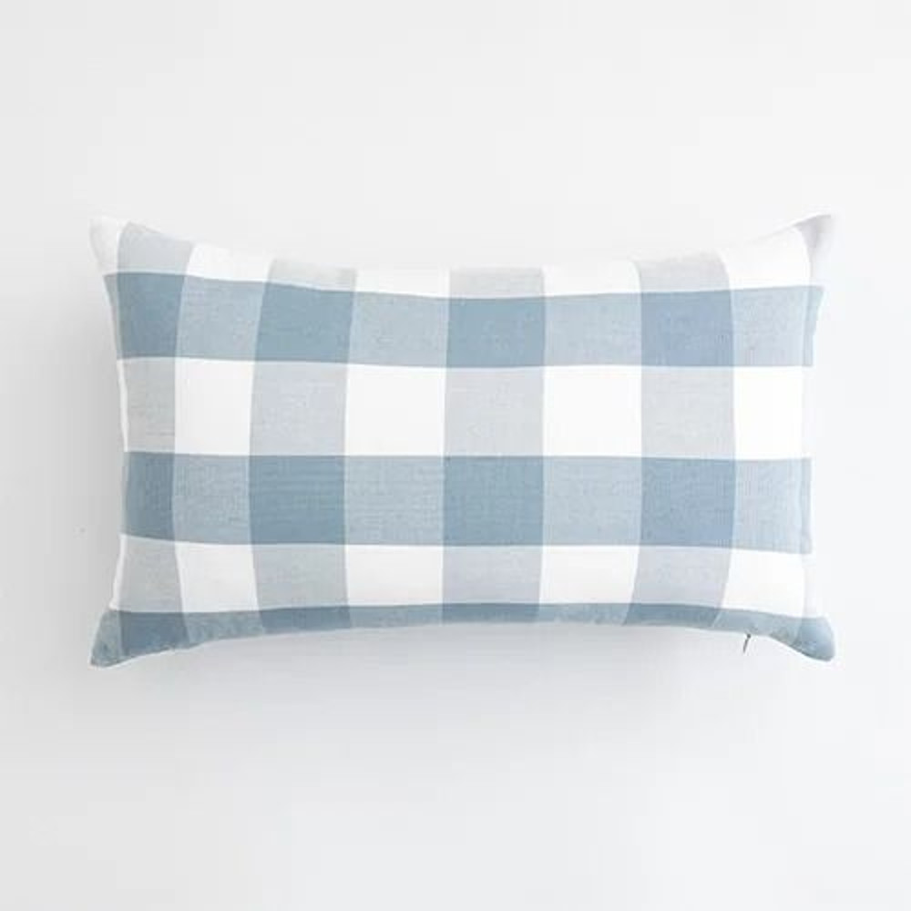 Light Blue Decorative Plaid Pillow Covers For Sofa Or Bed 9