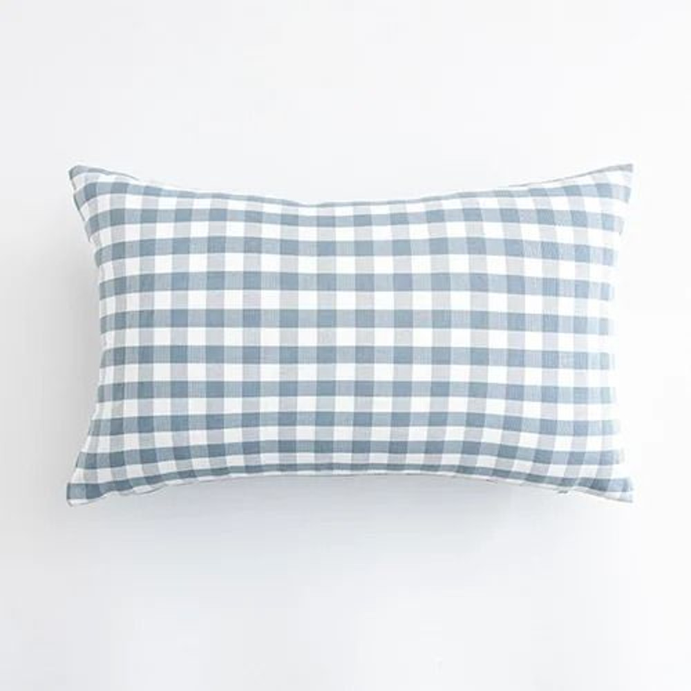 Light Blue Decorative Plaid Pillow Covers For Sofa Or Bed 6