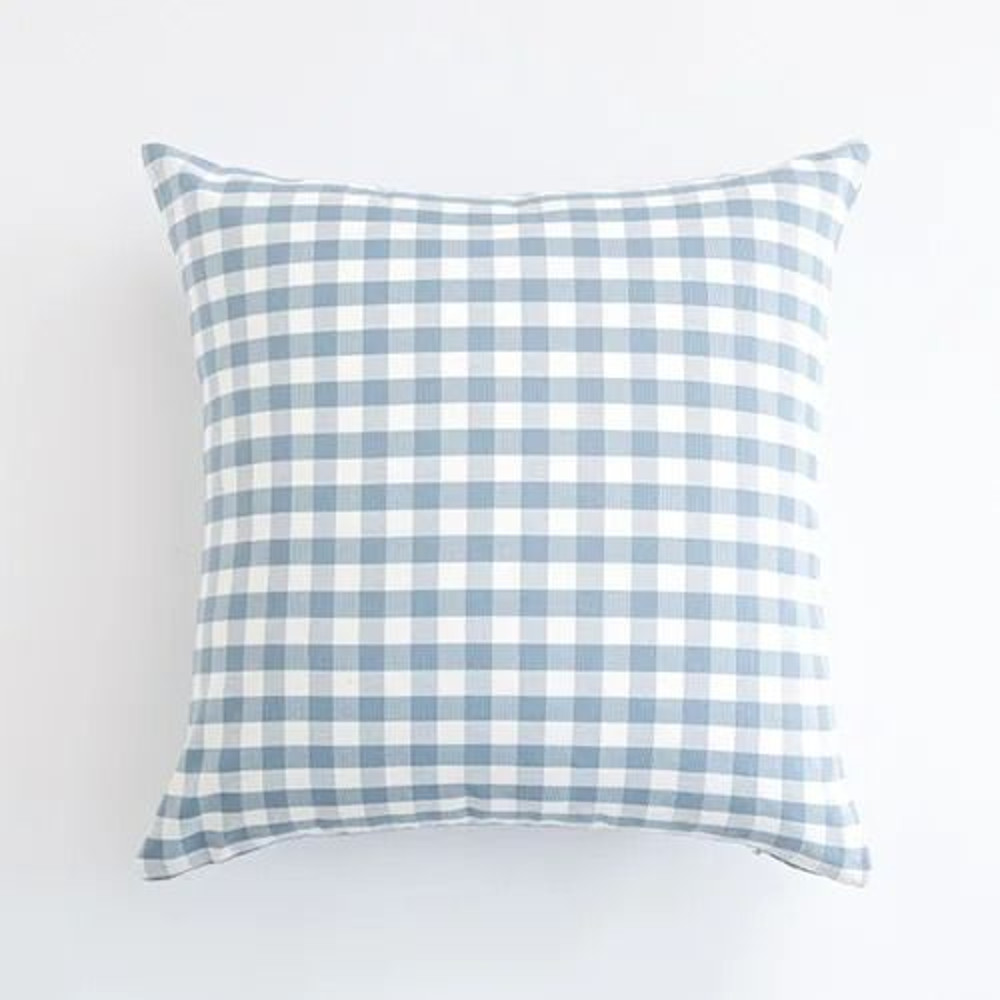 Light Blue Decorative Plaid Pillow Covers For Sofa Or Bed 7