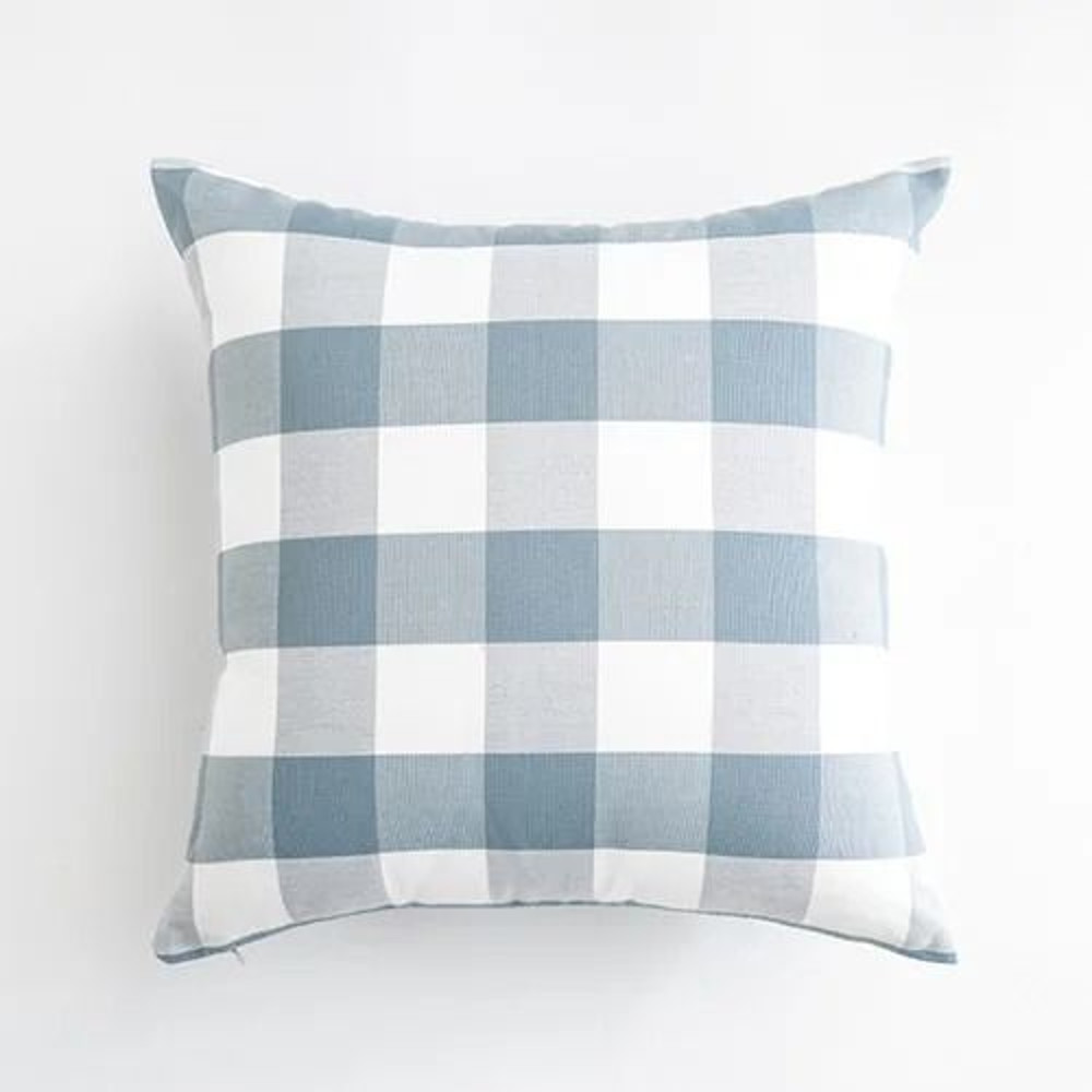Light Blue Decorative Plaid Pillow Covers For Sofa Or Bed 8