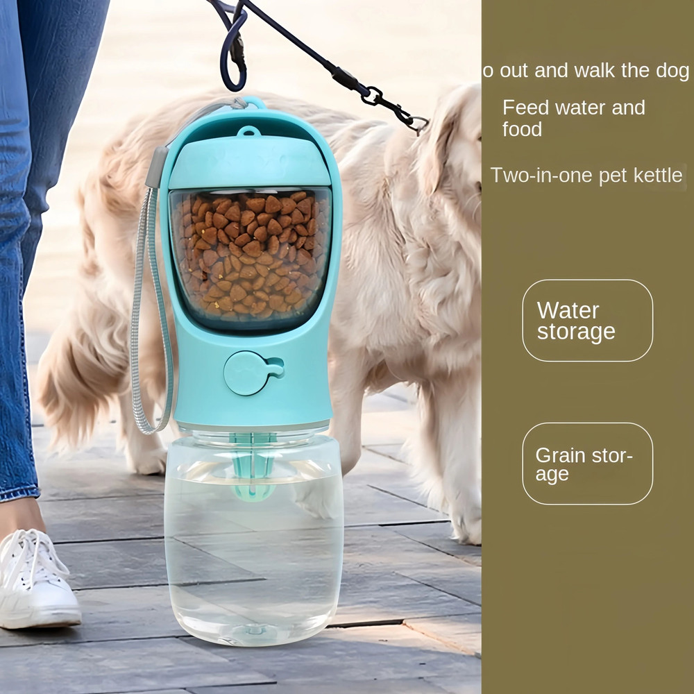 Portable Pet Water Bottle With Food Container For Travel And Outdoor Use 0