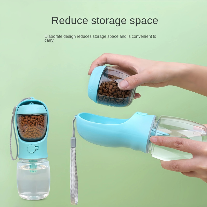 Portable Pet Water Bottle With Food Container For Travel And Outdoor Use 4