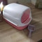 SemiEnclosed Cat Litter Box With Splash Guard And Cleaning Basin 5